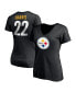 Фото #1 товара Women's Najee Harris Black Pittsburgh Steelers Player Icon Name and Number V-Neck T-shirt