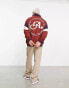 Фото #4 товара ASOS Actual oversized polar fleece quarter zip sweatshirt with towelling applique in berry