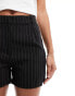 Фото #4 товара Pimkie high waisted tailored shorts in grey pinstripes