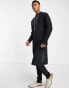 ASOS DESIGN kurta longline shirt with hand embellishment in black linen mix