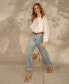 ფოტო #6 პროდუქტის Women's Button-Front Ruffle Blouse