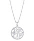 ფოტო #1 პროდუქტის Cubic Zirconia Tree of Life Pendant Necklace in Silver Plate