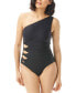 Фото #1 товара One-Shoulder Side-Cutout One-Piece Swimsuit