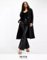 Фото #1 товара Forever New Petite formal wrap coat with tie belt in black