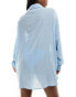 Фото #8 товара ASOS DESIGN crinkle beach shirt cover-up in light blue