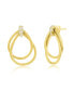 Gold Plated Over Sterling Silver Double Pear-Shaped Brushed CZ Earrings