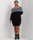 Фото #1 товара Plus Size Off-The-Shoulder Fair Isle Sweater Dress