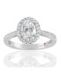 Фото #1 товара Suzy Levian Sterling Silver Cubic Zirconia Oval Cut Halo Engagement Ring