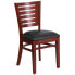 Фото #4 товара Darby Series Slat Back Mahogany Wood Restaurant Chair - Black Vinyl Seat