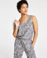 Фото #1 товара Women's Snakeskin-Print Textured Tank Top, Created for Macy's