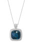 EFFY® London Blue Topaz (11-3/4 ct. t.w.) & Diamond (7/8 ct. t.w.) Halo 18" Pendant Necklace in 14k White Gold