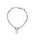 ფოტო #1 პროდუქტის Personalized Substantial Solid Link Heart Shape Tag Charm Bracelet Necklace 16" For Women .925 Sterling Silver Customizable