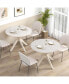 Фото #7 товара Round Dining Table 36" Faux Marble Tabletop Rubber Wood Legs Kitchen