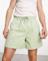 ASOS DESIGN wide cord shorts in shorter length in light green