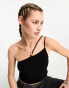 Weekday Ring asymmetric cami vest with ring detail in black M - фото #6