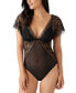 ფოტო #1 პროდუქტის Women's Lifted in Luxury Flutter-Sleeve Lace Bodysuit 836333