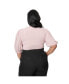 ფოტო #2 პროდუქტის Plus Size Short Puff Sleeve Button Front Blouse