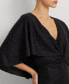 Women's Twist-Front Cape-Overlay Gown