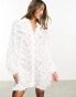 Фото #1 товара Jaded Rose sheer faux feather mini dress in ivory