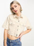 Фото #1 товара Noisy May cropped boxy denim jacket in ecru