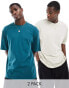 ASOS DESIGN 2 pack oversized t-shirts in taupe and green