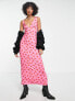 ASOS DESIGN sleeveless v neck maxi dress in pink and red geo print