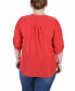 Фото #2 товара Plus Size 3/4 Roll Tab Zip Front Jacquard Knit Top