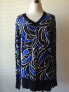 Фото #1 товара Michael Kors Women's V Neck Printed Long Sleeve Sweater Blue Black S