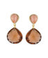 Elegant Translucent Gemstone Briolette Peach Chocolate Brown Pear Shaped Natural Smoky Quartz Faceted Teardrop Drop Earrings Women 14K Gold Plated