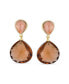 ფოტო #2 პროდუქტის Elegant Translucent Gemstone Briolette Peach Chocolate Brown Pear Shaped Natural Smoky Quartz Faceted Teardrop Drop Earrings Women 14K Gold Plated