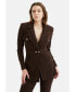 Фото #6 товара Women's Shoulder Pad Double-Breasted Blazer