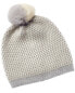 Фото #1 товара Qi Cashmere 2 Color Tuck Stitch Cashmere Hat Women's Grey