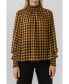 ფოტო #1 პროდუქტის Women's Checker Blouse with Mock Neck