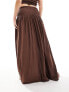 Esmee beach maxi skirt co-ord with shirred waist in brown