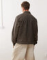 Reclaimed Vintage unisex leather look Harrington tucker in washed brown