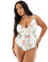 Фото #1 товара ASOS DESIGN Curve v-front swimsuit in postcard print