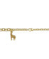 14k Yellow Gold Plated with Fancy Cubic Zirconia Giraffe Dangle Charm Bracelet in Sterling Silver