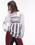 Фото #1 товара Topshop graphic long sleeve 1980 sporty skater tee in white