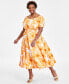 Фото #1 товара Plus Size Floral-Print Smocked Midi Dress, Created for Macy's