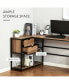 L-Shaped Home Office Desk with Storage Shelves & Steel Frame