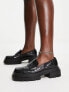 Topshop – Laura – Loafer in Schwarz mit dicker Sohle und Kroko-Optik