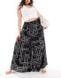 Yours wide leg culottes in mono abstract