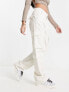 Bershka drawstring waist cargo trousers in white