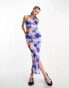 Noisy May mesh maxi dress with side slit in multi tie dye