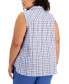 ფოტო #2 პროდუქტის Plus Size Cotton Sleeveless Shirt