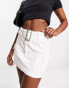 Missyempire low rise denim mini belted cargo skirt in white