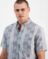 Men's Regular-Fit Stretch Pattern-Blocked Button-Down Poplin Shirt, Created for Macy's