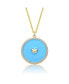 ფოტო #1 პროდუქტის Kids 14k Yellow Gold Plated with clear Cubic Zirconia and Colored Enamel Round Pendant Necklace