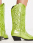 ASOS DESIGN Andi flat western knee boots in green glitter