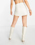 Фото #3 товара ASOS DESIGN faux leather curved hem mini skirt in cream